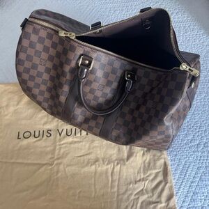 Louis Vuitton Keepall Bandouliere 
Brown Damier Ebene Speedy Bag 45